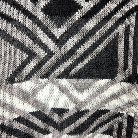 Cable & Gauge Cardigan Sweater Womens Medium Black Gray Aztec Open Front Draped - Picture 6 of 11